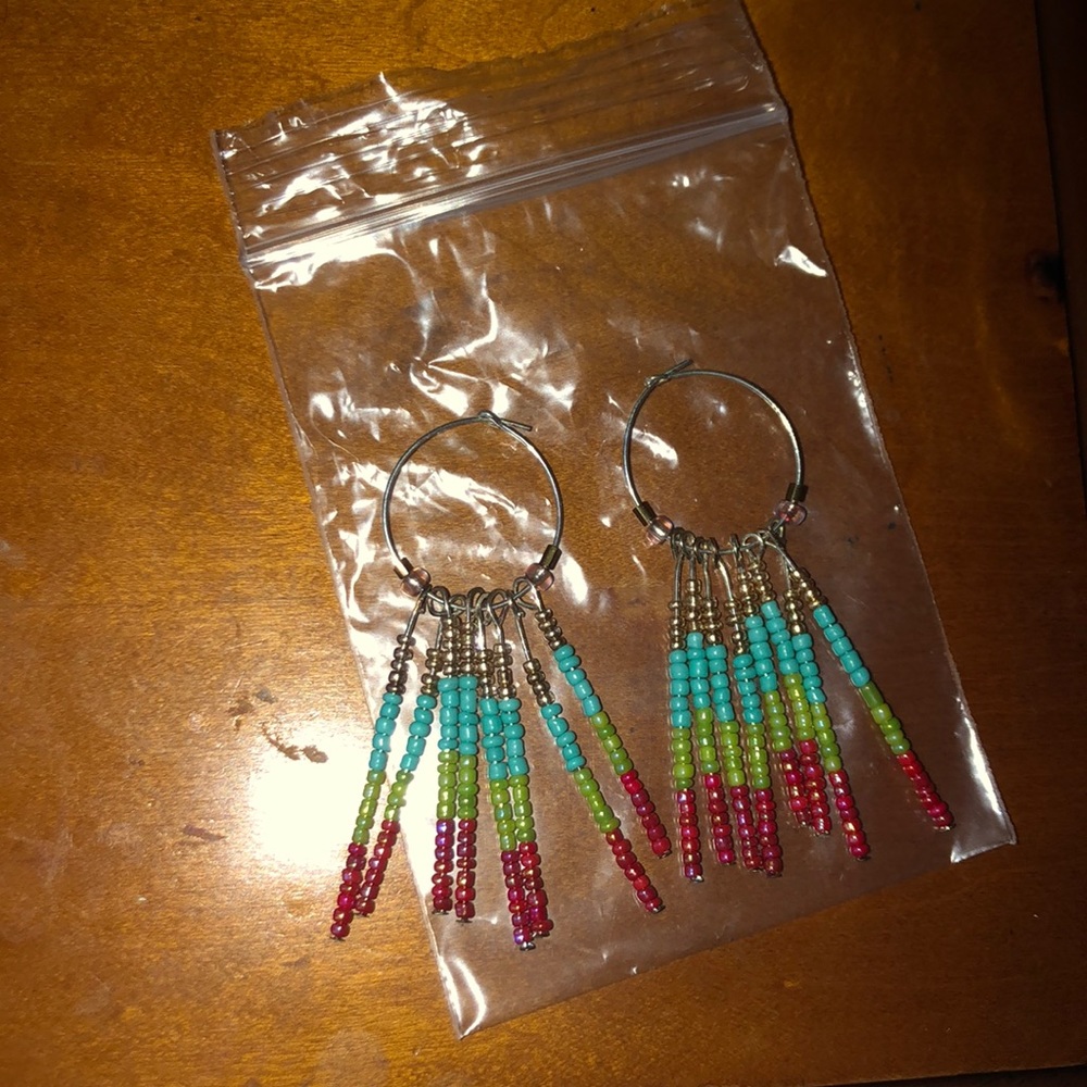 Handmade hoop and dangle ear ringings